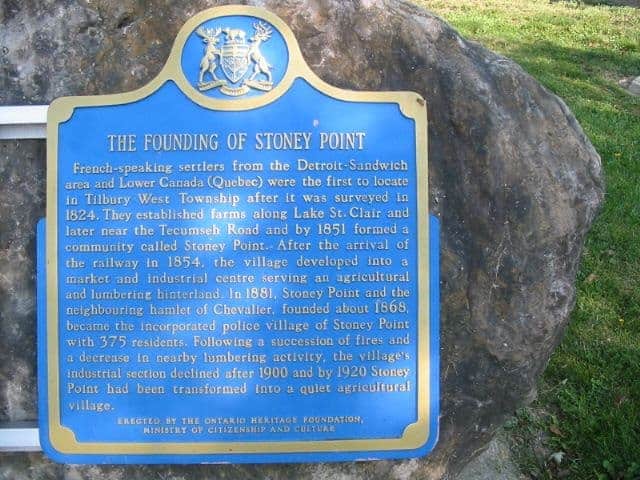Image of Stoney Point Ontario Founding Sign